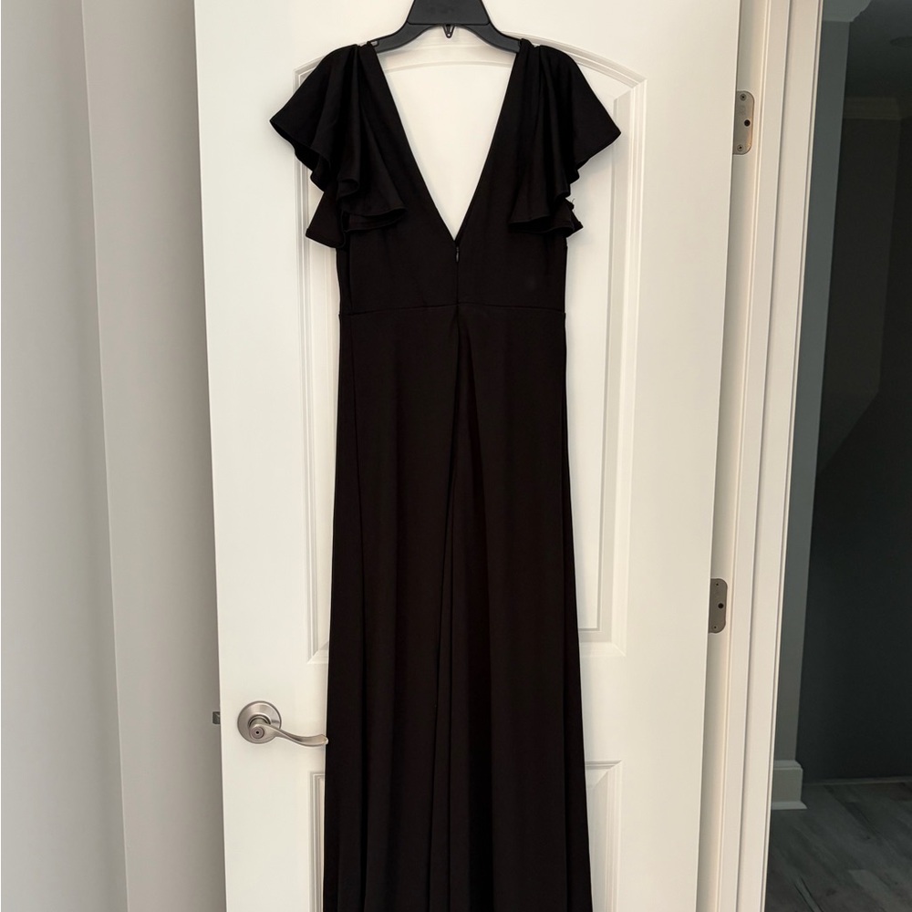 Birdy Grey Black Maxi Dress with Ruffle Sleeves